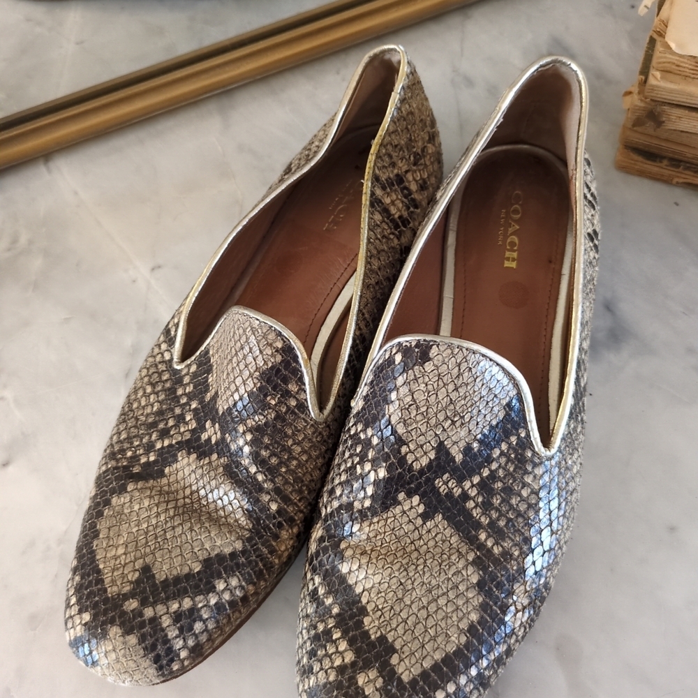 Coach Utopia New York Snakeskin Print  Leather Women's Loafers- Size 8B